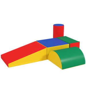 Altro Set Costruzioni Morbide Per Bimbi 1-3 Anni Con 5 Blocchi Colorati, In Finta Pelle E Schiuma, Multicolore