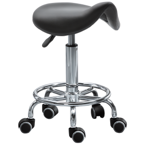 Altro Sgabello Regolabile In Altezza Con 5 Ruote E Seduta Ergonomica Imbottita In Gommapiuma, 36.2x37.5x51-66 Cm, Nero