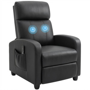 Altro Poltrona Relax Massaggiante Con Telecomando E 8 Programmi, Reclinazione E Poggiapiedi, 68x88x98cm, Nero