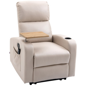 Altro Poltrona Massaggiante E Reclinabile Con Poggiapiedi E Telecomando, In Microfibra, 77x93x105 Cm, Beige