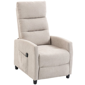 Altro Poltrona Massaggiante E Reclinabile A 160° Con Poggiapiedi E Telecomando, 66x91x108 Cm, In Ciniglia Bianco Crema