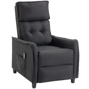 Altro Poltrona Massaggiante E Reclinabile A 160° Con Poggiapiedi E Telecomando, 69x93x104 Cm, Effetto Lino Grigio Scuro