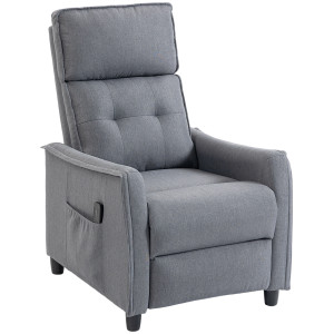 Altro Poltrona Massaggiante E Reclinabile A 160° Con Poggiapiedi E Telecomando, 69x93x104 Cm, Effetto Lino Grigio Chiaro