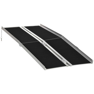 Altro Rampa Pieghevole Per Sedia A Rotelle In Alluminio Con Rivestimento Antiscivolo E Bordi Di Sicurezza, 183x73.5 Cm, Nero