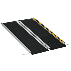 Altro Rampa Per Sedia A Rotelle Pieghevole In Alluminio Con Deflettori E Adesivi, 122x73.6x5.1 Cm, Nero