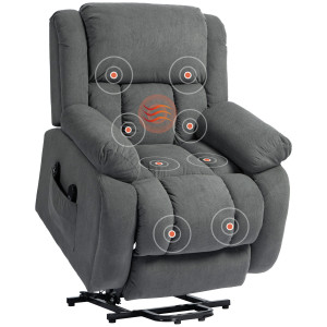 Altro Poltrona Alzapersona Massaggiante E Reclinabile Con 2 Tasche E Telecomando, 93x104x105 Cm, Grigio