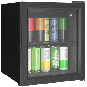 Altro Mini Frigo Da Ufficio 46l, 59 Lattine, Temperatura Regolabile 0-20? Con Porta In Doppio Vetro Temperato, Nero