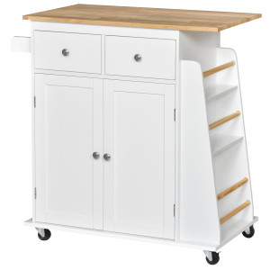 Altro Carrello Da Cucina Portaspezie A 3 Livelli E 4 Ruote In Mdf E Truciolato, 89x45x89cm, Bianco