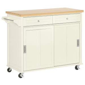 Altro Isola Per Cucina Per Utensili E Accessori Con Cassetti, Armadietto E Portasciugamani, 110x49.5x89.5 Cm, Bianco