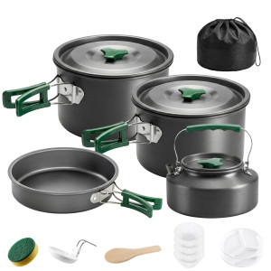 Altro Set Di Pentole Campeggio 4-5 Persone, Cucina Campeggio Alluminio, Grigio