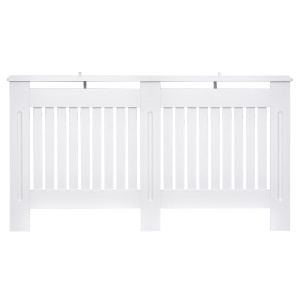 Altro Copritermosifone A Doghe In Mdf Per Casa E Ufficio, 152x19x81 Cm, Bianco