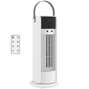 Altro Ventilatore A Tavolo Con Nebulizzazione, Telecomando, Maniglia, Luci Led, 3 Velocità, Timer 10h, Bianco