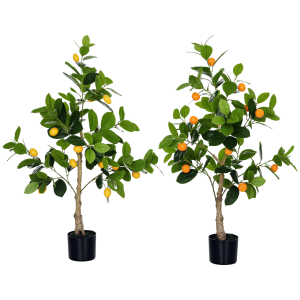 Altro Set 2 Piante Artificiali Di Limone E Arancia Alte 120cm Per Interno Con Vaso