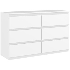 Altro Cassettiera 6 Cassetti Per Camera Da Letto In Legno Con Guide In Metallo, 120x39x75 Cm, Bianco