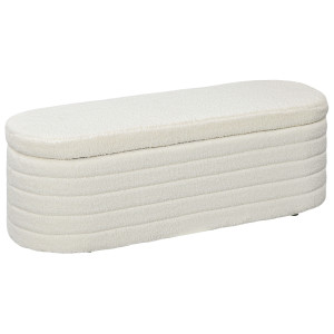 Altro Panca Fondo Letto In Tessuto Teddy Con Vano Contenitore Per Ingresso E Camera, 116x41x40.5cm, Crema