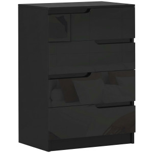Altro Cassettiera 4 Cassetti Moderna E Minimal In Legno, 60x40x85 Cm, Nero Lucido