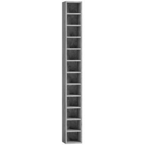 Altro Mobile Libreria Porta Cd A 12 Ripiani Per 204 Cd, In Mdf E Truciolato, 21x20x175 Cm, Grigio