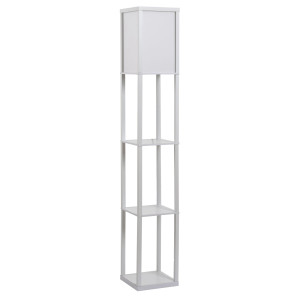 Altro Lampada Da Terra Con 3 Mensole Integrate, Attacco E27 Potenza 40w, Arredamento Moderno In Mdf, 26x26x160cm, Bianco