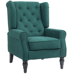 Altro Poltrona Per Salotto In Stile Francese Con Seduta Imbottita E Cuscini, In Poliestere, 74x86x102 Cm, Verde Scuro