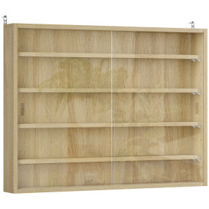 Altro Bacheca Portaoggetti A 5 Ripiani Regolabili In Legno Con Ante In Vetro, 80x9.5x60 Cm, Color Legno