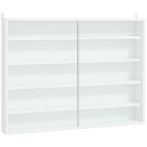 Altro Vetrina Per Collezione Da Parete A 4 Ripiani Regolabili, In Vetro E Legno, 80x9.5x60 Cm, Bianco