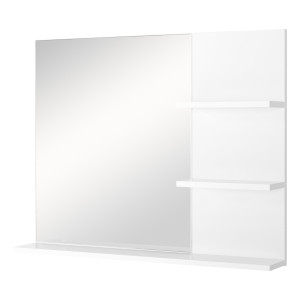 Altro Mobiletto Pensile Bagno 60 X 10 X 48cm, Con Specchio E 3 Ripiani, Armadietto A Parete In Mdf Bianco