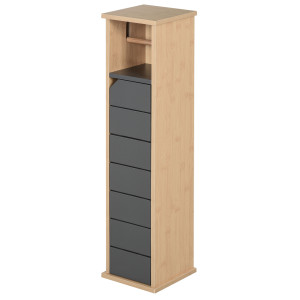 Altro Armadio Da Bagno Porta Carta Igienica Organizzatore Ripiano Regolabile Color Bambù Grigio 18x18x75cm