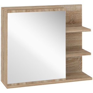Altro Specchiera Bagno A Parete Con Anta E 3 Ripiani Laterali In Legno, 60x18x50cm