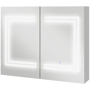 Altro Specchiera Bagno Con Luce Led, Ripiani Regolabili E Interruttore Touch, In Legno E Vetro, 80x15x65 Cm, Bianco