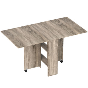 Altro Tavolo A Ribalta Con 2 Ripiani Inferiori Per 6 Persone Max, In Legno 140x75x74 Cm, Grigio