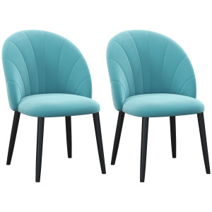 Altro Set 2 Sedie Da Salotto E Sala Da Pranzo Imbottite, In Metallo E Tessuto Effetto Velluto Verde Chiaro, 52x54x79 cm
