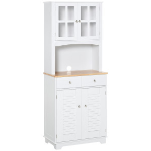 Altro Credenza Alta Per Cucina, Mobile Buffet In Legno Bianco, Armadio Dispensa In Stile Classico, Bianco, 68x39.5x170cm