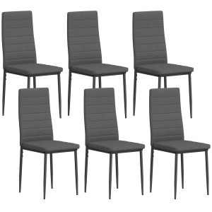 Altro Set 6 Sedie Imbottite Per Soggiorno O Sala Da Pranzo, Sedie Da Cucina Moderne, In Acciaio E Tessuto Grigio