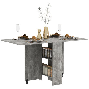 Altro Tavolo Pieghevole In Legno Per 4-6 Persone Con Ruote, 75x140x74cm, Grigio