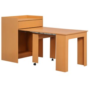 Altro Tavolo Pieghevole Da Pranzo Max 5 Persone In Truciolato E Acciaio, 84x180x100 Cm, Color Legno