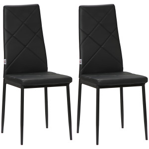 Altro Set Di 2 Sedie Moderne Imbottite Da Pranzo Con Schienale Alto In Finta Pelle E Acciaio,rivestimento A Polvere, 41x50x97 Cm, Nero
