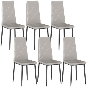 Altro Set Di 6 Sedie Da Pranzo Moderne Con Schienale Alto In Finta Pelle E Acciaio, 41x50x97 Cm, Grigio