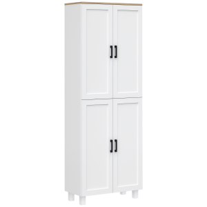 Altro Mobile Dispensa Da Cucina In Legno Con 5 Ripiani Regolabili E 4 Ante, 60x30x170.5 Cm, Bianco E Color Legno