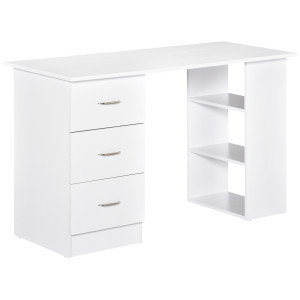 Altro Scrivania Porta Pc Con 3 Cassetti E 3 Ripiani, Scrivania Per Camera E Ufficio In Legno 120x49x72cm Bianco