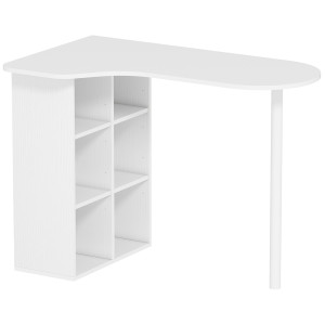 Altro Scrivania Per Camera Ricurva Con 6 Ripiani E 4 Scaffali Regolabili, In Acciaio E Legno, 100x59x75.5 Cm, Bianco