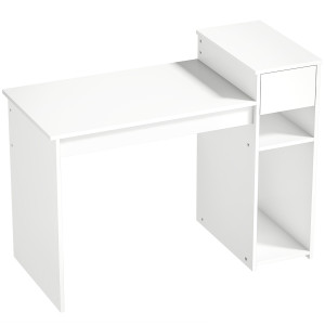 Altro Scrivania Per Studio E Scrittura Con Cassetto E Scaffali, 108 Cm, Bianco