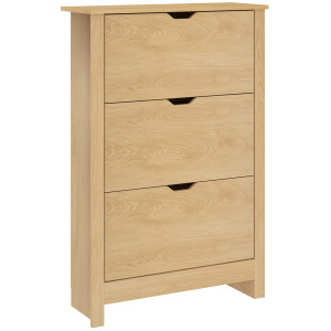 Altro Scarpiera Slim Per 18 Paia Di Scarpe, 3 Cassetti Con 2 Ripiani Regolabili E Rimovibili, 72x26x112 Cm, Naturale