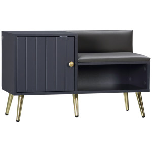 Altro Mobile Scarpiera Da Ingresso Con Seduta Imbottita E Armadietto Per 4 Paia Di Scarpe, 80x33x49cm, Grigio