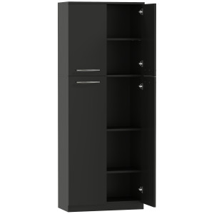 Altro Mobile Contenitore Minimal Con 2 Armadietti E Mensole Regolabili, In Legno Nero, 59x31x155 cm