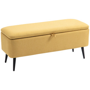 Altro Panca Fondo Letto Con Spazio Contenitore E Rivestimento In Poliestere Giallo, 101x38.5x44.5 cm