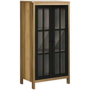 Altro Credenza Moderna A 2 Ante In Vetro E Legno, 60x35x120cm, Marrone