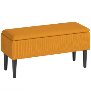 Altro Panca Fondoletto In Poliestere E Legno Per Camera Da Letto E Ingresso, 95x38x45 Cm, Arancione