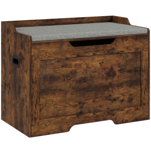 Altro Panca Contenitore Da 103l Multifunzione Color Legno Con Cuscino In Tessuto Grigio, 75x40x56 cm