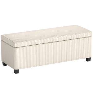 Altro Panca Fondo Letto Con Spazio Contenitore Da 84l, In Tessuto Effetto Velluto A Coste E Acciaio, 112x42x40 Cm, Beige