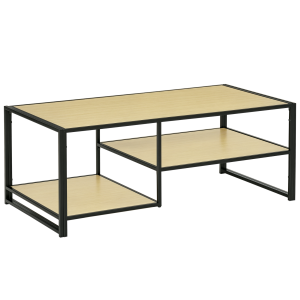 Altro Tavolino Da Caffè In Stile Industriale A 3 Ripiani, In Mdf E Acciaio, 120x60x46 cm
